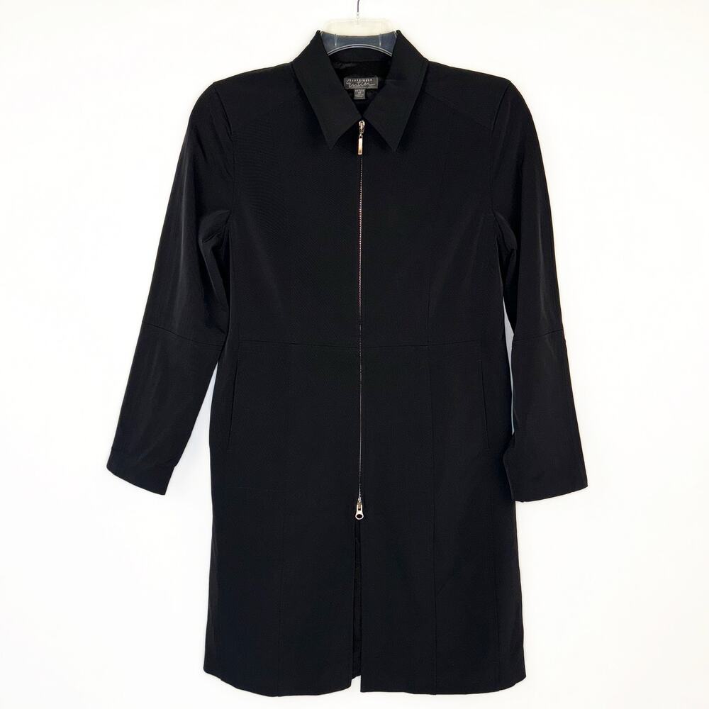 VTG Classiques‎ Entier Black Stretch 90s Long Jacket Blazer Women's Petite 10
